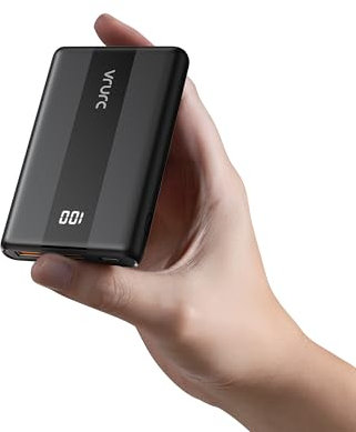VRURC Mini PowerBank 10000mAh 20W Schnelles Aufladen USB C Ultra dünn Handy Externer Akku Tragbares Ladegerät Kompakte power Bank Klein Aber Stark mit 3 Ausgängen für iPhone Samsung Huawei Smartphones