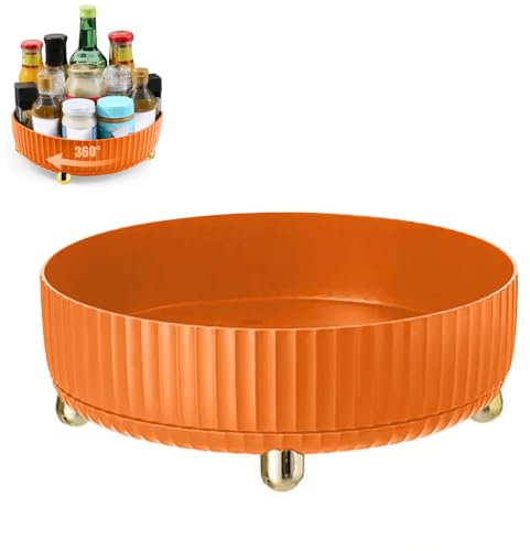 360° Rotating Storage Rack, Multi Functional Makeup Spice Organizer Holder, Rotating Makeup Organizer, Rotating Spice Rack Storage & Organiser Shelf for Kitchen Dresser Bedroom Dormitory(Orange)