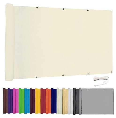 ZHhan Balcony Privacy Screen for Backyard Deck Patio Balcony Fence Porch Sun Shade PVC UV Protection Sun Wind 8 Days Delivered 11 Colors 195 Sizes 420D Milky white,0.7x9m