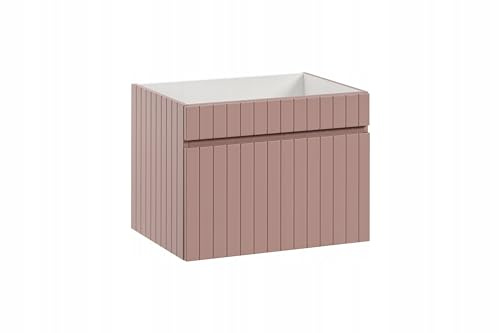 Muebles Slavic Mobiletto da bagno sospeso sotto il lavabo con maniglia per cassetto libera rosa 60 cm, mobile da bagno moderno