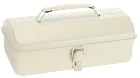 QUARKZMAN Werkzeugkasten 11.4 Tragbarer Stahl Werkzeugkasten Satteldach Stil Mit Metallverschluss Werkzeugkiste Für Haushalt Werkstatt Auto Weiß