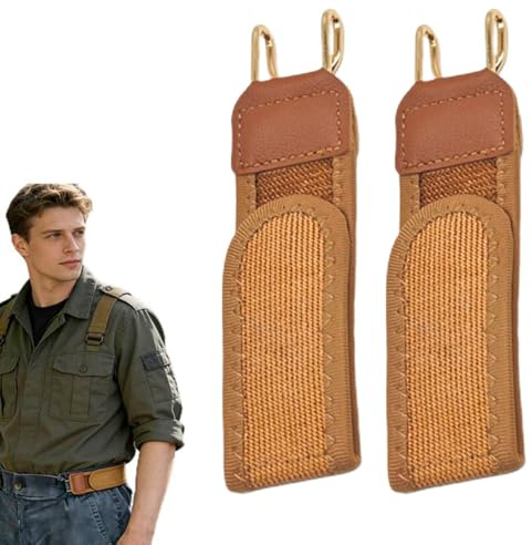 2PCS Metal Hook Elastic Belt, No Buckle Belts For Men Women, Buckless Belts, Unisex Waist Strap, Adjustable Side Belt, Invisible Stretch Belts For Men Women Work Business Travel Commuting (Brown)