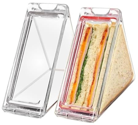 Pssopp Caja para Sándwiches Triangular Transparente, Recipiente de Plástico Reutilizable para Almuerzo para Niños, Caja Triangular de Almacenamiento de Alimentos para Sándwiches, Ensaladas, Tamaño