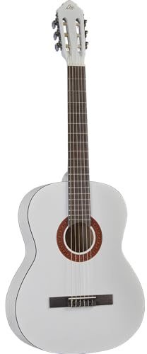 EKO GUITARS - CS-10 WHITE, Guitarra Clásica Serie Studio Escala 4/4, Tapa de Tilo, Aros y Fondo de Tilo Laminado, Mástil y Diapasón de Abedul, Funda Incluida, Color Blanco