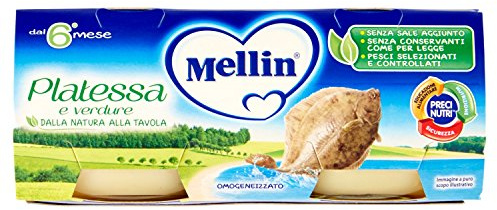 Mellin Omogeneizzato Platessa e Verdure, Confezione da 2 x 80g