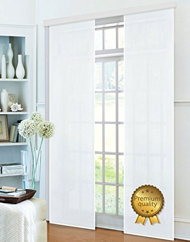Gardinenbox Flächenvorhang, Schiebegardine Blickdicht matt, Weiß Deluxe, aus Micro Satin (Mikrofaser Gewebe), mit Paneelwagen und Beschwerungsstange -85600-, 85600