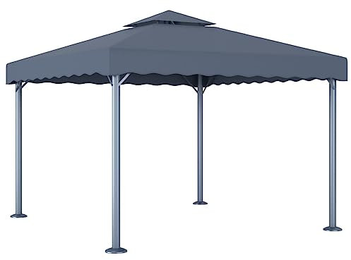 vidaXL Pavillon Doppeldach mit Anti-UV-PA-Beschichtung Gartenzelt Partyzelt Festzelt Gartenpavillon Bierzelt Garten 300x300cm Anthrazit Aluminium