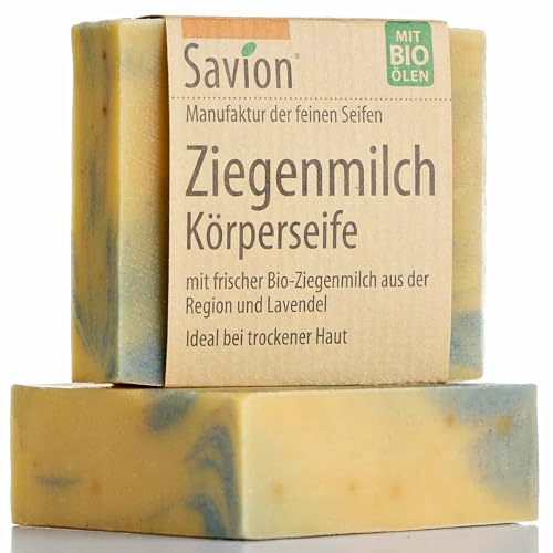 Savion Ziegenmilch Körperseife, Palmölfrei, Plastikfrei, Tierversuchsfrei, 80g