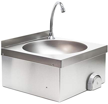 XPOtool Lavello professionale acciaio inox vaschetta rotonda comando a ginocchio montaggio a parete
