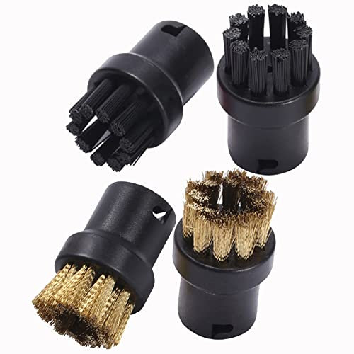 HUAYUWA Paquete de 4 cepillos de cerdas para herramientas manuales de repuesto para Karcher SC1 SC2 SC3 SC4 SC5 accesorios para limpiador de vapor (negro+cobre)