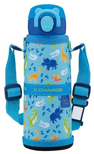 Zojirushi SM-UA48-AJ Water Bottle, Kids Mug with Drawstring, For Kids, For School or School Commutes, Stainless Steel Mug, Seamless Washer, 16.2 fl oz (480 ml), Dinosaur Blue, Integrated Lid and Seal,