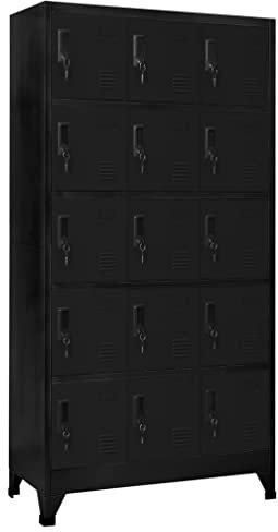 vidaXL Armadietto per armadietti, raccoglitore, mobile per riporre attrezzature sportive, prodotti per la pulizia, interni, ufficio, nero, 90 x 40 x 180 cm in acciaio