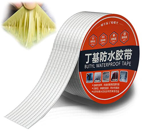 XiXiRan Cinta de Butilo Aluminio 50mm X 10M, Impermeable Sellador Adhesivo Espesor 1,2 mm, Cinta de Reparación de Butilo Exterior Adecuado para la Reparación de Tela Asfáltica