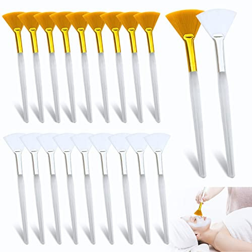 Bekecidi 20 Stück Gesichtsmaskenpinsel Fächerpinsel weiche Borsten Schönheits Make up Pinsel Werkzeug(Transparent handle)