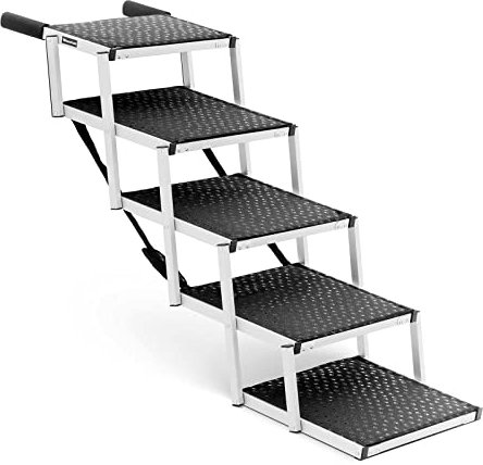 Wiesenfield WIE-PETSTEP-100 Hundetreppe Höhe: 71 cm 68 kg 5 Stufen Hunderampe Treppe Hundetreppe Auto