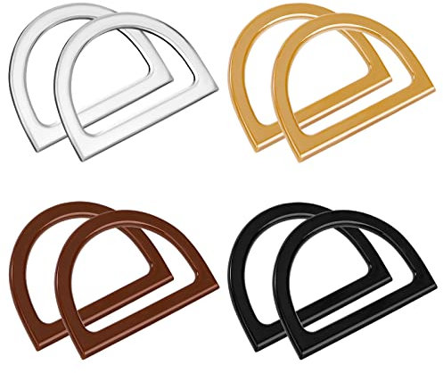 Heveer Taschengriffe 8 Stück D-Form Handtasche Griff Ersatz DIY Tasche Griff Zubehör für Handgemachte Strandtasche Handtaschen Geldbörse