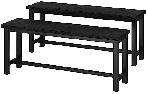 DKLGG Dining Benches, 39 Inch Kitchen Bench, Pair of 2 for Living Room, Bedroom, Industrial Entryway Bench Dining Room Benches with Metal Legs, Durable and Stable