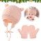 TZQFROCE Baby Wintermütze Babymütze Neugeborene Unisex Neugeborene Baby Mütze und Handschuhe Set Warmer Strickmützen Baby Mütze Winter Kindermützen für 0-36 Monate Jungen Mädchen - Rosa