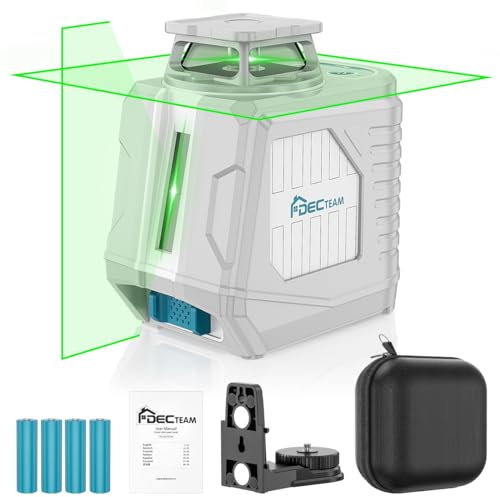 【Pulsmodus】Grüner Kreuzlinienlaser mit höherer Sichtbarkeit, 5 Laserlinien, einstellbare Helligkeit, manueller/automatischer self leveling, inklusive Batterie und Schutztasche