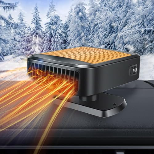 COMBLU 12V 200W Auto Heizung, Auto Heizung, Tragbare Schnelle Heizung Auto Heizung Defroster Windschutzscheibe Defogger Automobil Windschutzscheibe Heizung mit 360 Grad Drehung