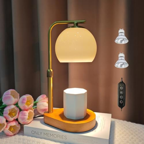 QINER Lampada scaldacandele, lampada profumata con timer e dimmer, lampada aromatica profumata, candela vintage, per casa, camera da letto, decorazione