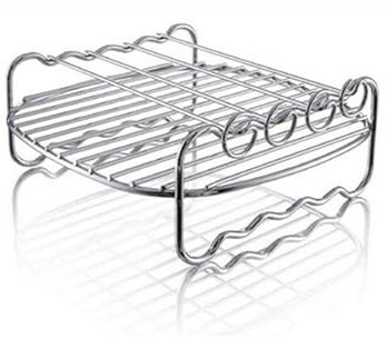Accessoires Air Fryer - Kit de rack à friteuse à air - Rack double couche polyvalent avec brochette - Compatible (17,8 cm de diamètre, 4 pôles, carré)