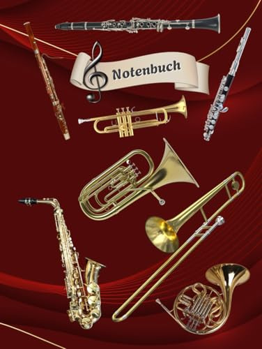 Notenheft Trompete DIN A4 Notenbuch Posaune Musikunterricht Waldhorn Notenlinienheft Große Lineatur Blasinstrumente Anfänger Kornett Querflöte ... Notensysteme Bariton Musiker Fagotte 02B05