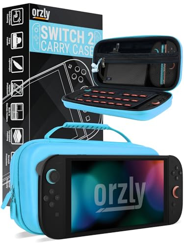 Orzly Case Compatible with Nintendo Switch 2 â Protective Travel Carry Case with Screen Padding, Game Card & microSD Slots, Zipped & Open Pockets for Accessories â 7.9 Gift Boxed