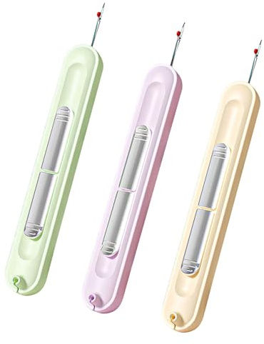 Aisikoo 3 pezzi 2 in 1 infila-ago e tagliasuture – aiuto per filettare e separatore per cuciture, separatore per cuciture e ago per macchine da cucire, ideale per cucito a mano e accessori per