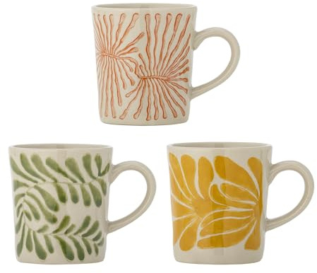 Creative Collection Fauni Lot de 3 tasses en grès Jaune 7,5 x 8,5 cm 205 ml