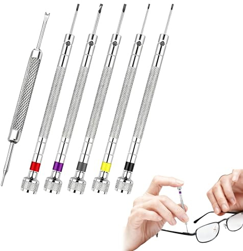 6Pcs Precision Screwdriver Set, 5 Flathead Watch Screwdriver Set + 1 Watch Pins Removal Tool, Watchmakers Screwdriver Set for Watches Eyeglasses Jewelry Electronics Repair (0.8/1/1.2/1.4/1.6mm)
