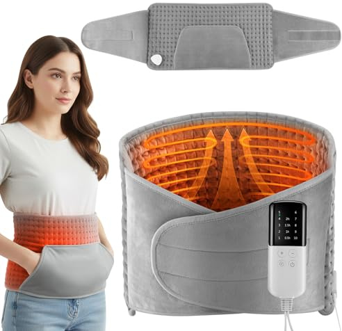 Kqpoinw Coussin Chauffant Electrique pour Le Dos, Coussin Chauffant Lombaire avec 10 Température et 4 Réglages de Minuterie, Chauffage Rapide, Couverture Chauffante Pour le dos, le Ventre, la Taille