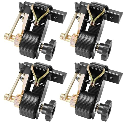 VEVOR Sangle à Cliquet Galerie de Toit 38,1 mm x 2,25 m Sangles d'Arrimage Barres de Toit Lot de 4 pour Attacher Chargement, avec Support de Tube Carré Noir Crochets en J Capacité de Charge 226,8 kg