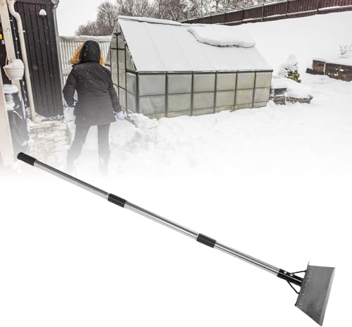 Platt trädgårdsrengöringsspade med avtagbart handtag 30 cm snöisborttagare ogräs skrapa, multifunktionell uteplats mossborttagare och snöspade utomhus kraftigt trädgårdsverktyg