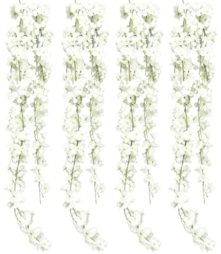 Pyralidsg 4 Piezas Flores de Cerezo Guirnalda de Flores Artificiales, 180CM Guirnalda Flor de Seda, Colgante Guirnaldas Flor Artificiales Pascua, para Decoración Boda Jardín Balcón Exterior Interior