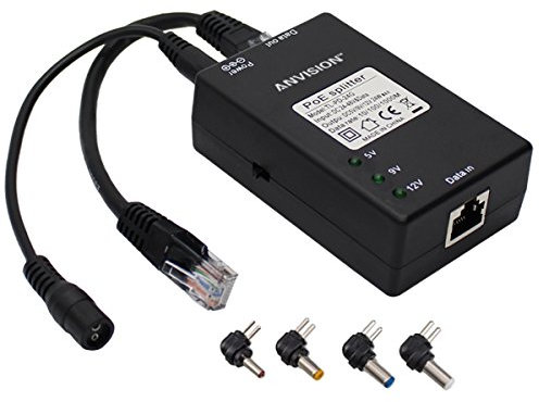 ANVISION Active Gigabit PoE Splitter with Multi-Size Tips, 10/100/1000Mbps IEEE 802.3af Compliant, DC 5V 9V 12V Power Output for IP Camera, AP, Voip Phone and more, AV-PS5912