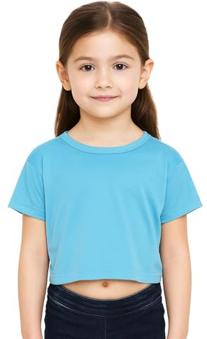 A2Z 4 Kids Girls Crop Top Plain T Shirt Soft Feel - New Crop Top Plain Turquoise 11-12