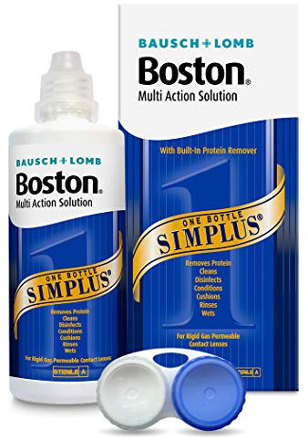 Boston Simplus Multi-Action Solution, 120ml Contact Lens Solution for Rigid Gas Permeable Contact Lenses - Clean, Disinfect, & Condition with Lens Case