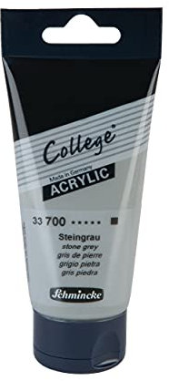 Schmincke - College Acrylic, Steingrau in 75 ml-Tube, 33700013, Acrylfarbe mit Künstler-Pigmenten in hoher Konzentration, deckend und lasierend, lichtecht, seidenmatt