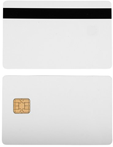 Waizmann.IDeaS® 50x Plastikkarten Magnetkarten Blankokarten Chipkarte SLE 4442 HiCo Magnetstreifen aus PVC weiß 86 x 54 x 0,76mm glänzend laminiert bedruckbar weiß