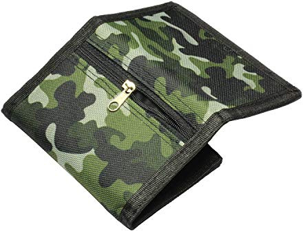 ZHONYEE RFID Slim Camouflage Wallet for Kids/Trifold Wallets for Men/Mini Trifold Coin Purse with Zipper for Kids - Green