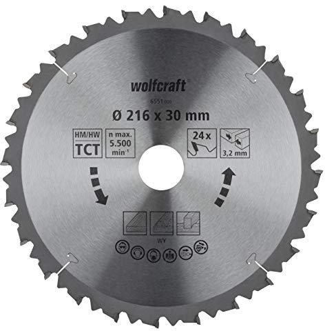 wolfcraft Disco de sierra de corte e ingleteado CT, serie marrón I 6551000 I Cortes rápidos y bastos