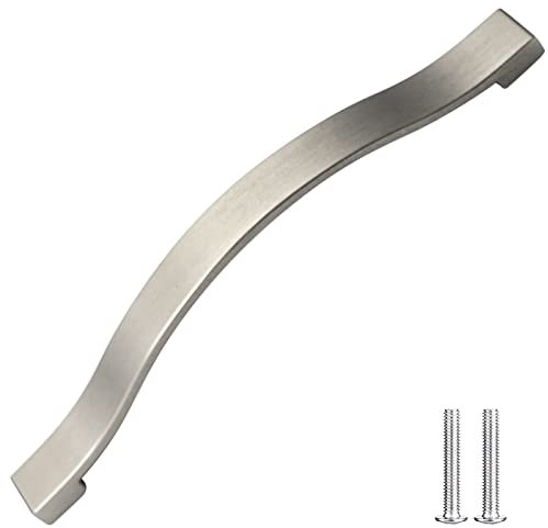 Decoranddecor Floria Bow-Style Polished Chrome Cabinet Handles – Kitchen Cupboard and Wardrobe Pulls for Drawers & Doors, Elegant Silver Furniture Handles - 128mm Hole Center, Brushed Chrome