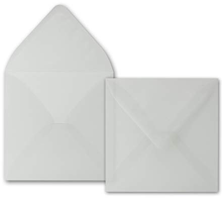 100x Briefumschläge Quadratisch 160 x 160 mm - Transparent - 92 Gramm pro m² - 16,0 x 16,0 cm - Nassklebung - ohne Fenster - Für ganz besondere Anlässe