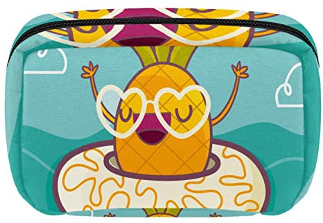 Funny Ananas comosus with Lifebuoy Cosmetic Zipper Pouch Makeup Bag Travel Waterproof Toiletry Bags for Women