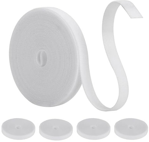 4 PCS Reusable Cable Ties, 5m×10mm Wire Tidy Ties Adjustable Management, Cable Straps Tidy Versatile Free Cutting, Cable Organiser Suitable for Home Kitchen Office Dormitory Garden (White)