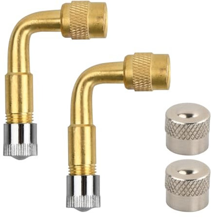 Litinliv 2 Stück 90 Grad Ventilverlängerung Autoventil, Kupferventiladapter, Winkel Ventilverlängerung, Autoventil Reifenventilverlängerung Winkelventil für Auto Motorrad Fahrrad Scooter