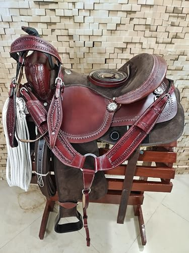 SUPREME SADDLERY Pony and Adult Classic Quality Handmade Leather Premium Comfort Western Barrel Racing Trail Equestrian Horse Saddle Tack Size 10 to 18 inches Seat M140 (10.5 ''Inches seat'')