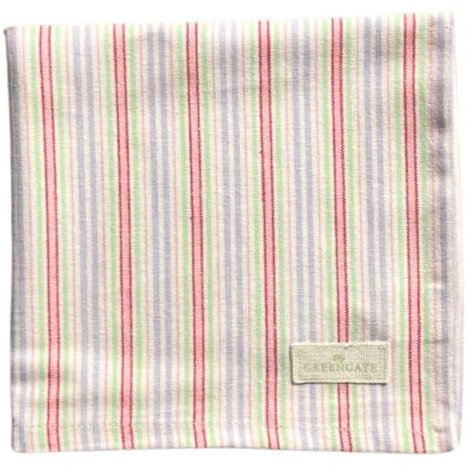 GreenGate Stoffserviette Evelina Weiß mit Streifen 40x40 Serviette Baumwolle