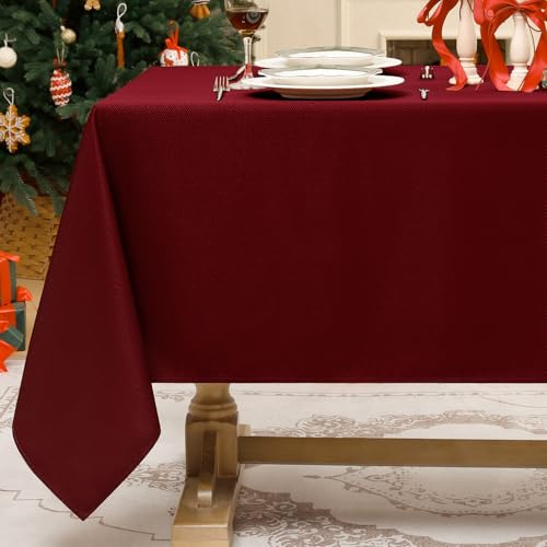 Softalker Mantel Navidad Rectangular 140x100cm Rojo Antimanchas de Jacquard Geométrico Otoño Manteles Impermeabl Moderno Protector de Pequeño Mesa Comedor Decoracion Exterior Jardín Cumpleaños Fiesta